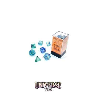 Chessex: Nebula Oceanic/gold Luminary Polyhedral 7-Dice Set