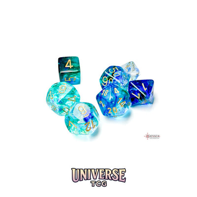 Chessex: Nebula Oceanic/gold Luminary Polyhedral 7-Dice Set
