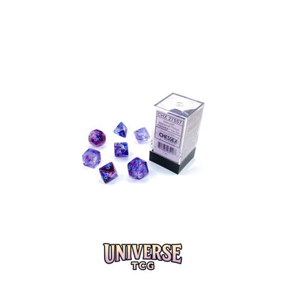 Chessex: Nebula Nocturnal/blue Luminary Polyhedral 7-Dice Set