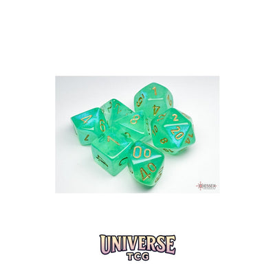 Chessex: Borealis Light Green/gold Luminary Polyhedral 7-Dice Set