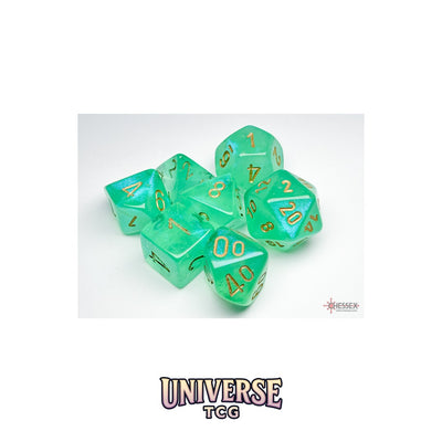 Chessex: Borealis Light Green/gold Luminary Polyhedral 7-Dice Set