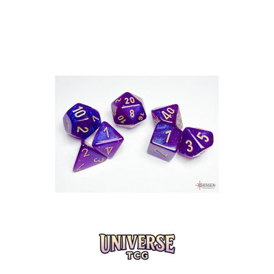 Chessex: Borealis Royal Purple/gold Luminary Polyhedral 7-Dice Set