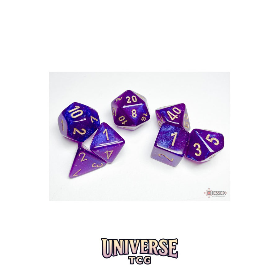 Chessex: Borealis Royal Purple/gold Luminary Polyhedral 7-Dice Set