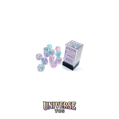 Chessex Nebula Wisteria/white Luminary 16mm d6 Dice Block (12 dice)