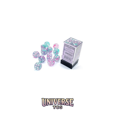 Chessex Nebula Wisteria/white Luminary 16mm d6 Dice Block (12 dice)