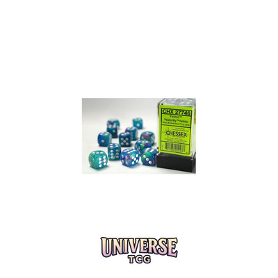 Chessex:  Festive Waterlily/white 16mm d6 Dice Block (12 dice)