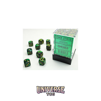 Chessex: Scarab Jade/gold 12mm d6 Dice Block (36 dice)