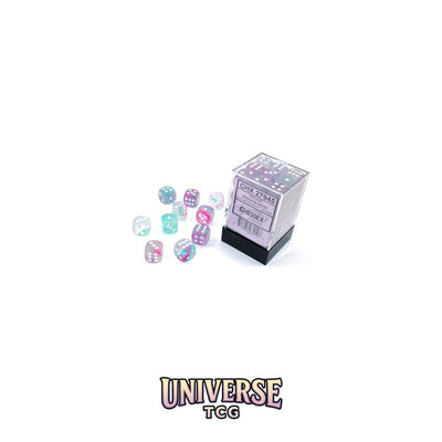 Chessex: Nebula Wisteria/white Luminary 12mm d6 Dice Block (36 dice)