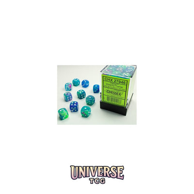 Chessex: Festive Waterlily/white 12mm d6 Dice Block (36 dice)