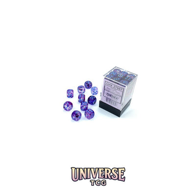 Chessex: Nebula Nocturnal/blue Luminary 12mm d6 Dice Block (36 dice)