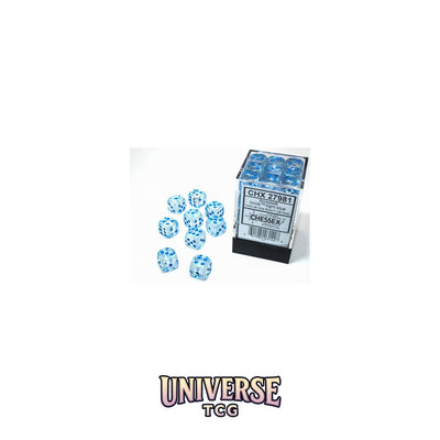 Chessex: Borealis Icicle/light blue Luminary 12mm d6 Dice Block (36 dice)