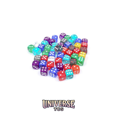 Chessex: Bag of 50 Assorted Loose d6 Dice: Translucent 12mm w/pips