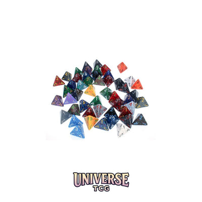 Chessex: Bag of 50 Assorted Loose Speckled Polyhedral d4 Dice