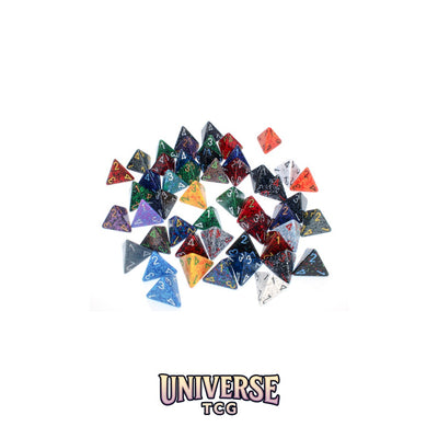 Chessex: Bag of 50 Assorted Loose Speckled Polyhedral d4 Dice