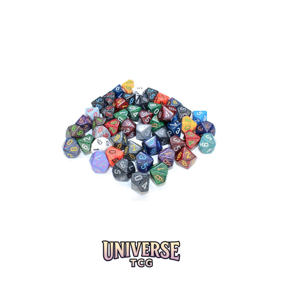 Chessex: Bag of 50 Assorted Loose Speckled Polyhedral d10 Dice