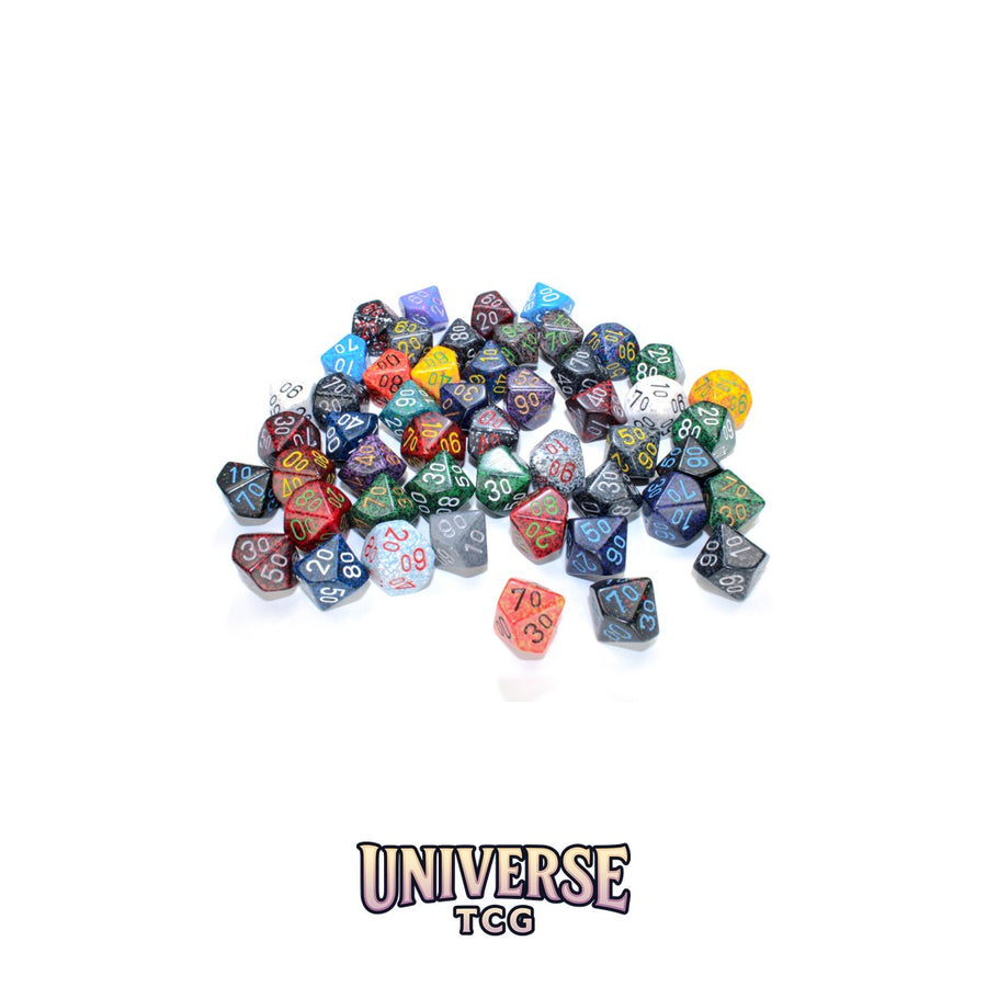Chessex: Bag of 50 Assorted Loose Speckled Polyhedral Tens d10 Dice