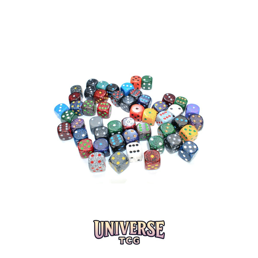 Chessex: Bag of 50 Assorted Loose Speckled 16mm w/pips d6 Dice