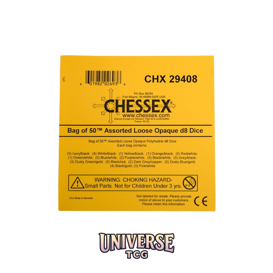 Chessex: Bag of 50 Assorted Loose Opaque Polyhedral d8 Dice