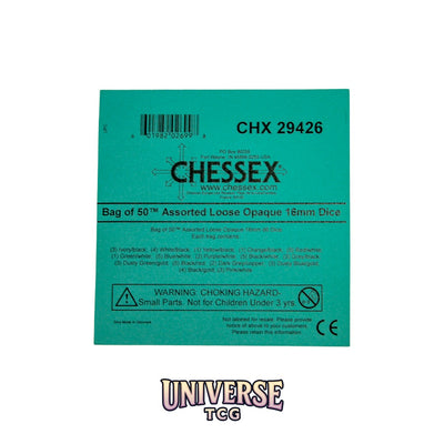 Chessex: Bag of 50 Assorted Loose Opaque 16mm d6 Dice