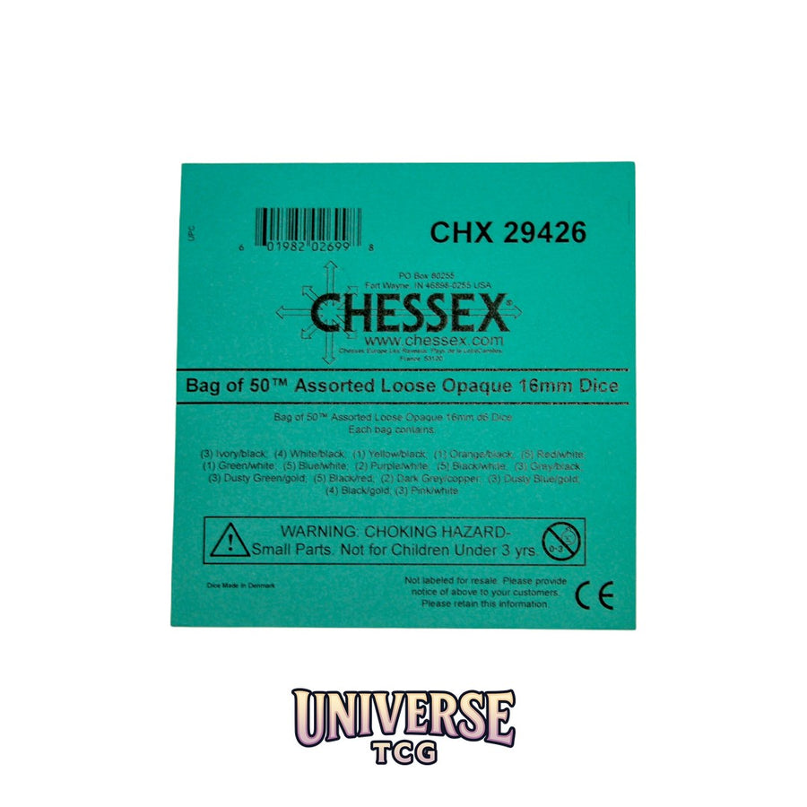 Chessex: Bag of 50 Assorted Loose Opaque 16mm d6 Dice