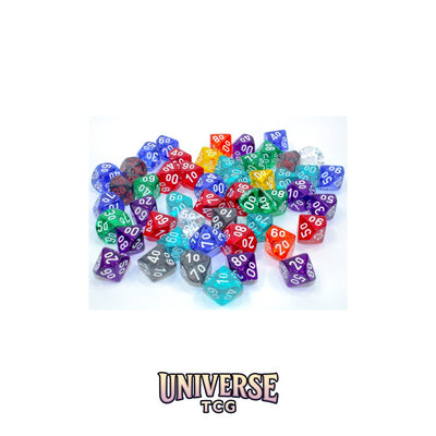 Chessex: Bag of 50 Assorted Loose Translucent Polyhedral Tens d10 Dice