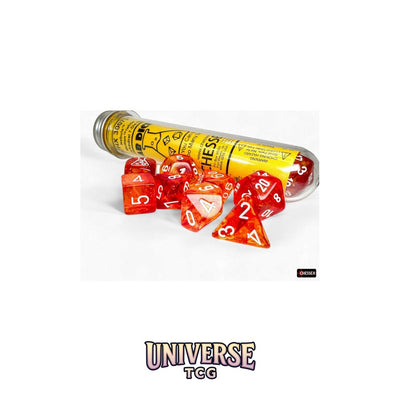 Chessex - Lab Dice Nebula Molten/white Luminary™ Polyhedral 7-Dice Set (with bonus die)
