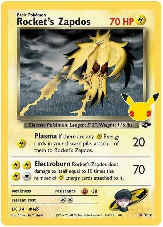 Rocket's Zapdos - Celebrations (Holo Rare) [CEL-GC 15]