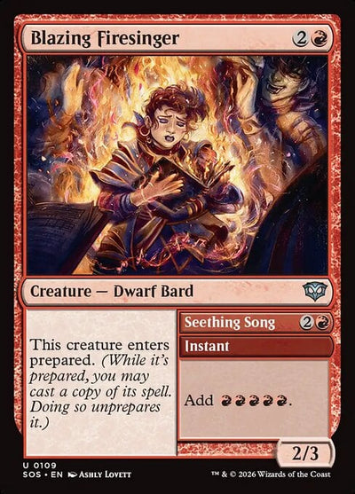 Blazing Firesinger // Seething Song - Secrets of Strixhaven (Uncommon) [SOS-109]