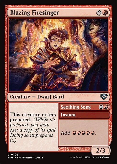 Blazing Firesinger // Seething Song - Secrets of Strixhaven (Uncommon) [SOS-109]