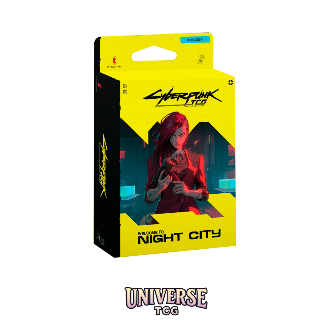 Cyberpunk TCG Starter Deck Display The Heist Welcome to Night City 6 preconstructed decks 40 cards Legend cards dice included Universe TCG Spain