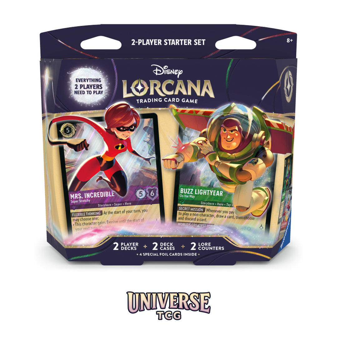 Disney Lorcana Wilds Unknown 2-Player Starter Set with two ready-to-play decks and exclusive foil cards