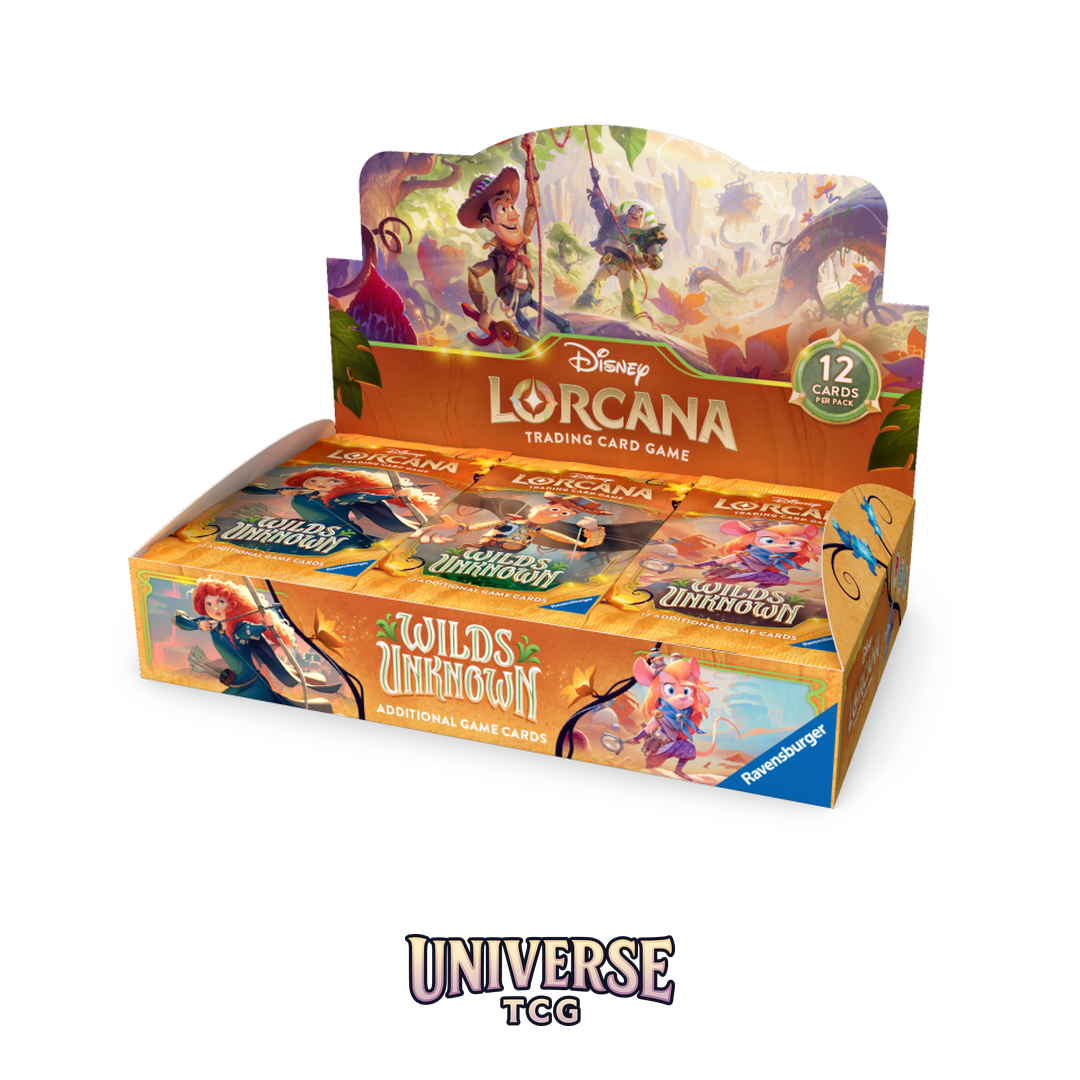Disney Lorcana Wilds Unknown Booster Display - 24 sealed booster packs with rare and foil cards - Box Front