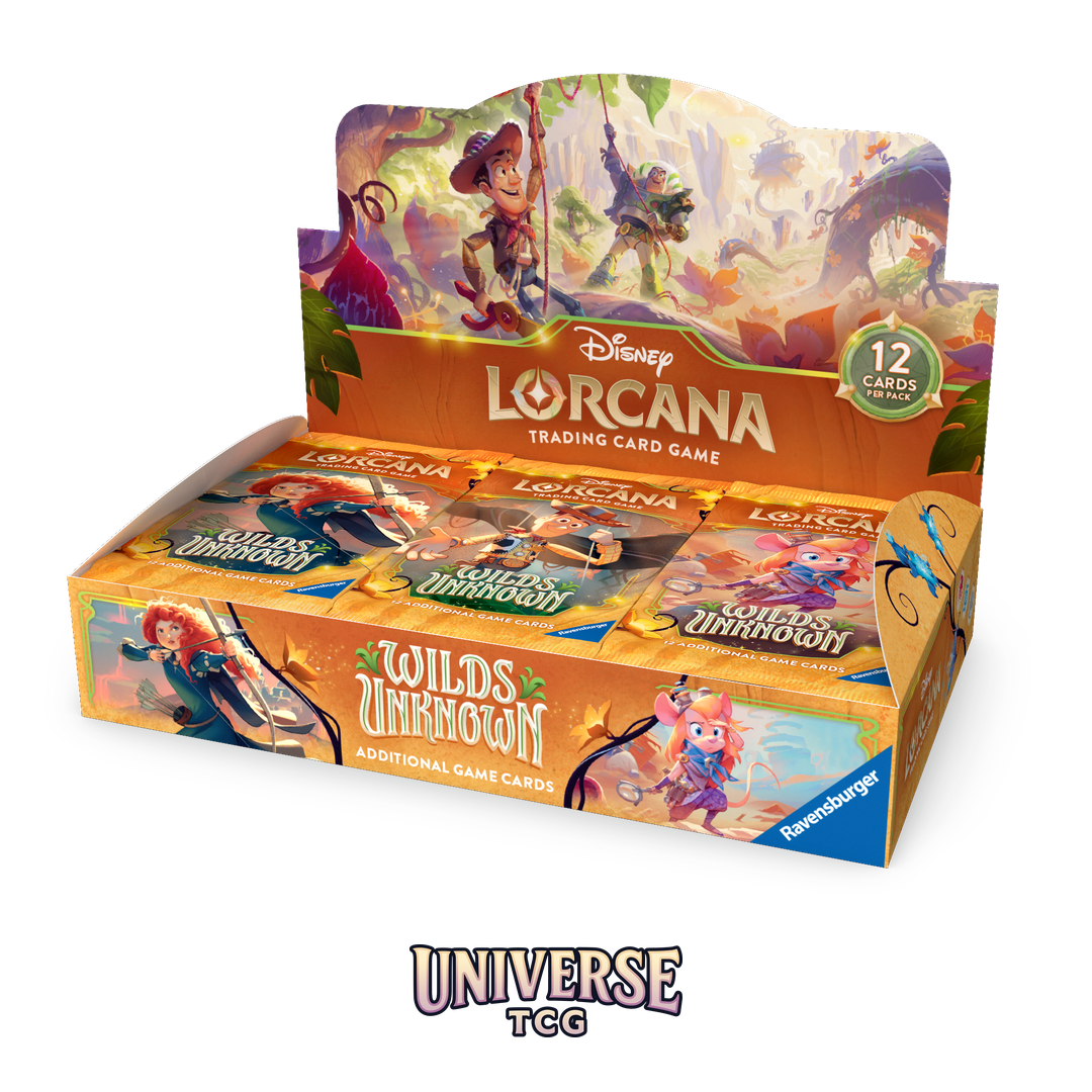 Disney Lorcana Wilds Unknown Booster Display - 24 sealed booster packs with rare and foil cards - Box Back