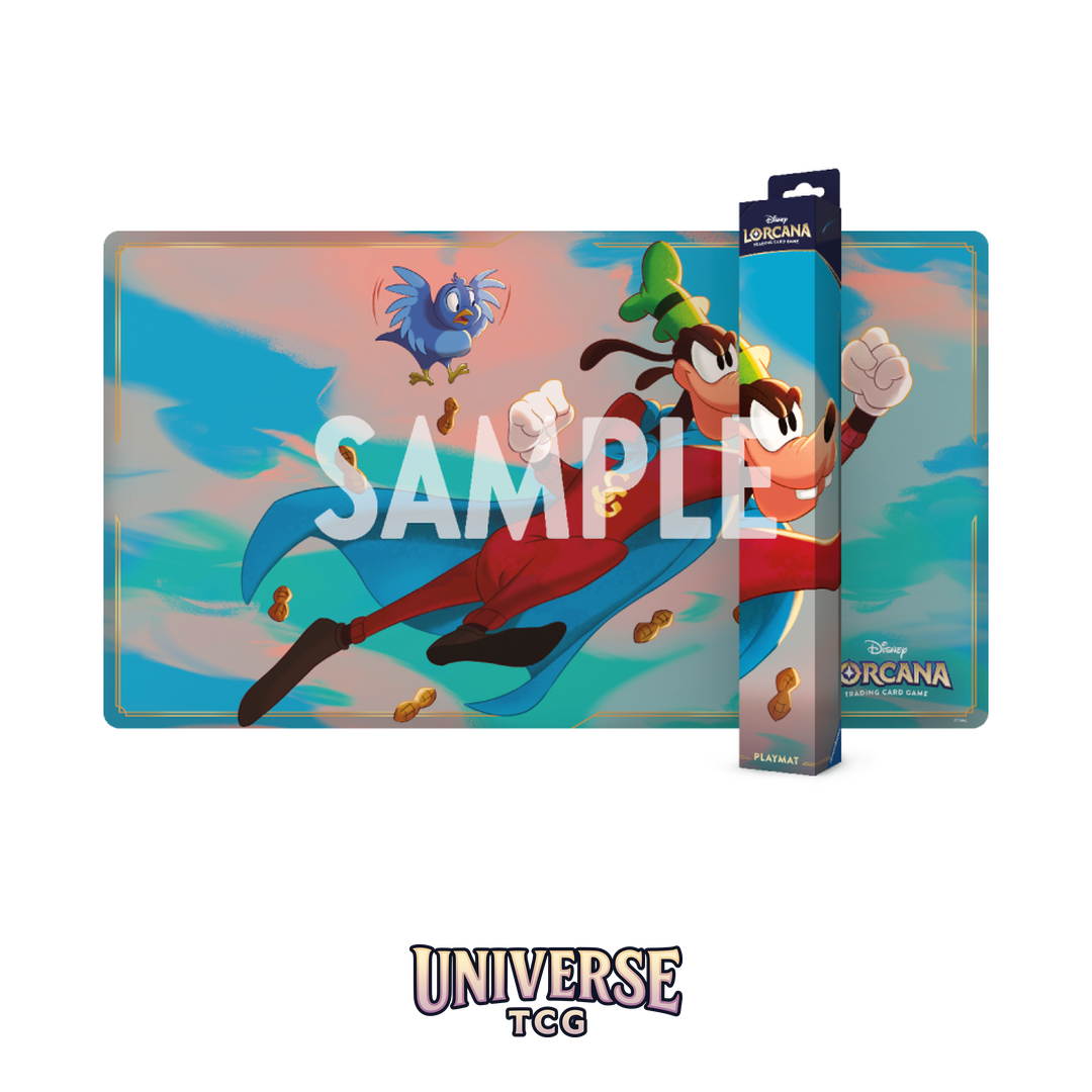 Disney Lorcana Wilds Unknown Goofy Playmat - Official card game play surface with non-slip backing - Box Front
