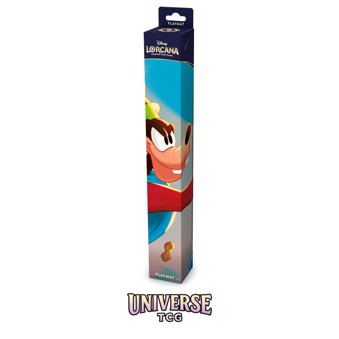 Disney Lorcana Wilds Unknown Goofy Playmat - Official card game play surface with non-slip backing - Detail View