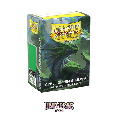 Dragon Shield - Apple Green & Silver Matte Dual Sleeves (100 sleeves) - Universe TCG