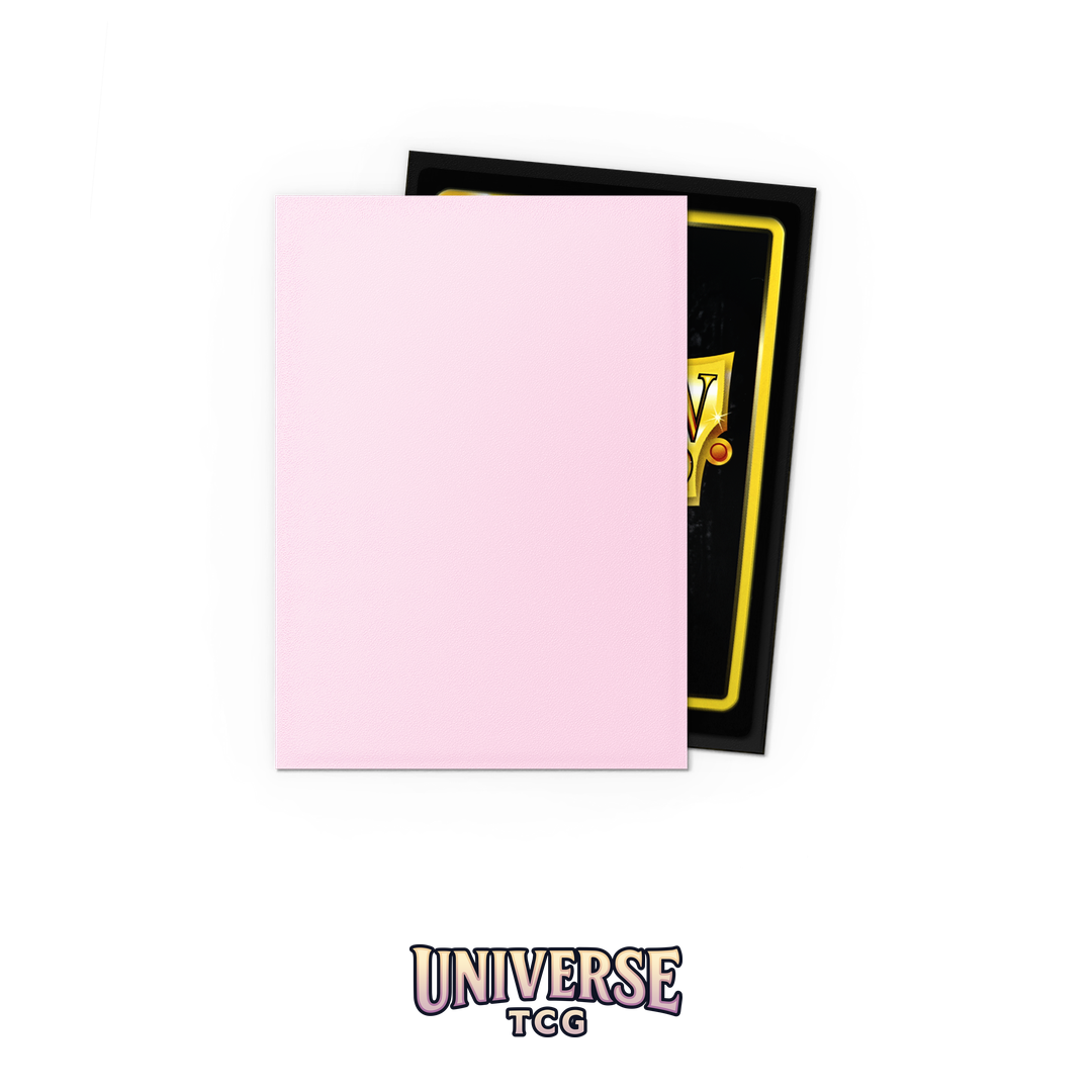 Dragon Shield Blossom Pastel Duals Matte Dual Sleeves pack with 100 card sleeves featuring soft pastel pink exterior and colored interior on white background - Box Back