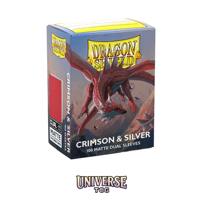Dragon Shield - Crimson & Silver Matte Dual Sleeves (100 sleeves) - Universe TCG