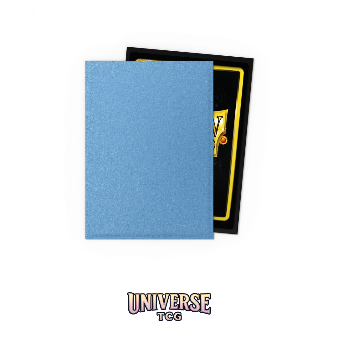Dragon Shield Lagoon Matte Dual Sleeves pack with 100 card sleeves featuring turquoise blue exterior and colored interior on white background - Box Back