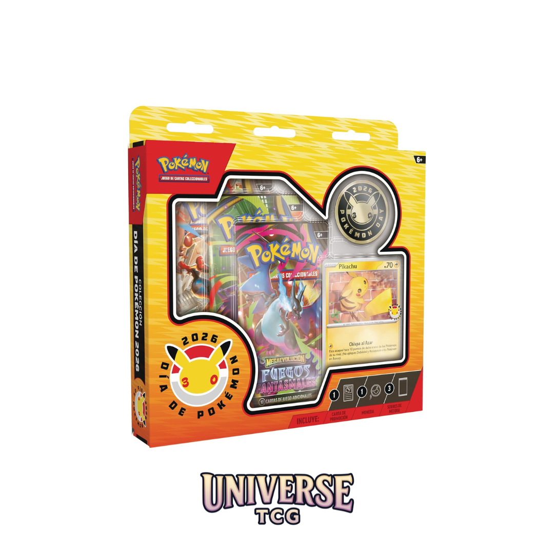 Pokémon trading card game packaging with cards and a Pokémon logo on a white background