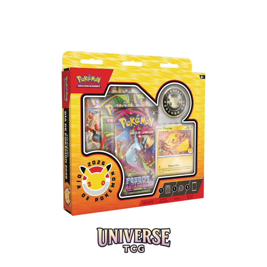 Pokémon TCG: Pokémon Day 2026 Collection | Carta Promo Pikachu + 3 Sobres + Moneda (ES)