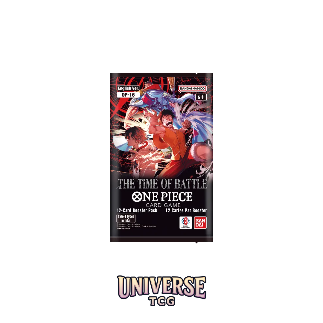 One Piece card game booster pack with character illustration on a white background