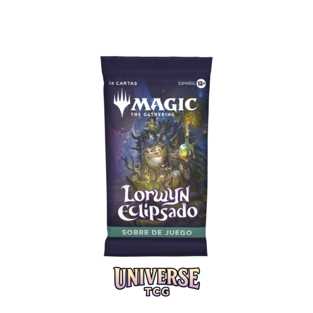 Card game pack 'Lorwyn Eclipsado' from 'Magic: The Gathering' on a white background with 'Universe TCG' branding.