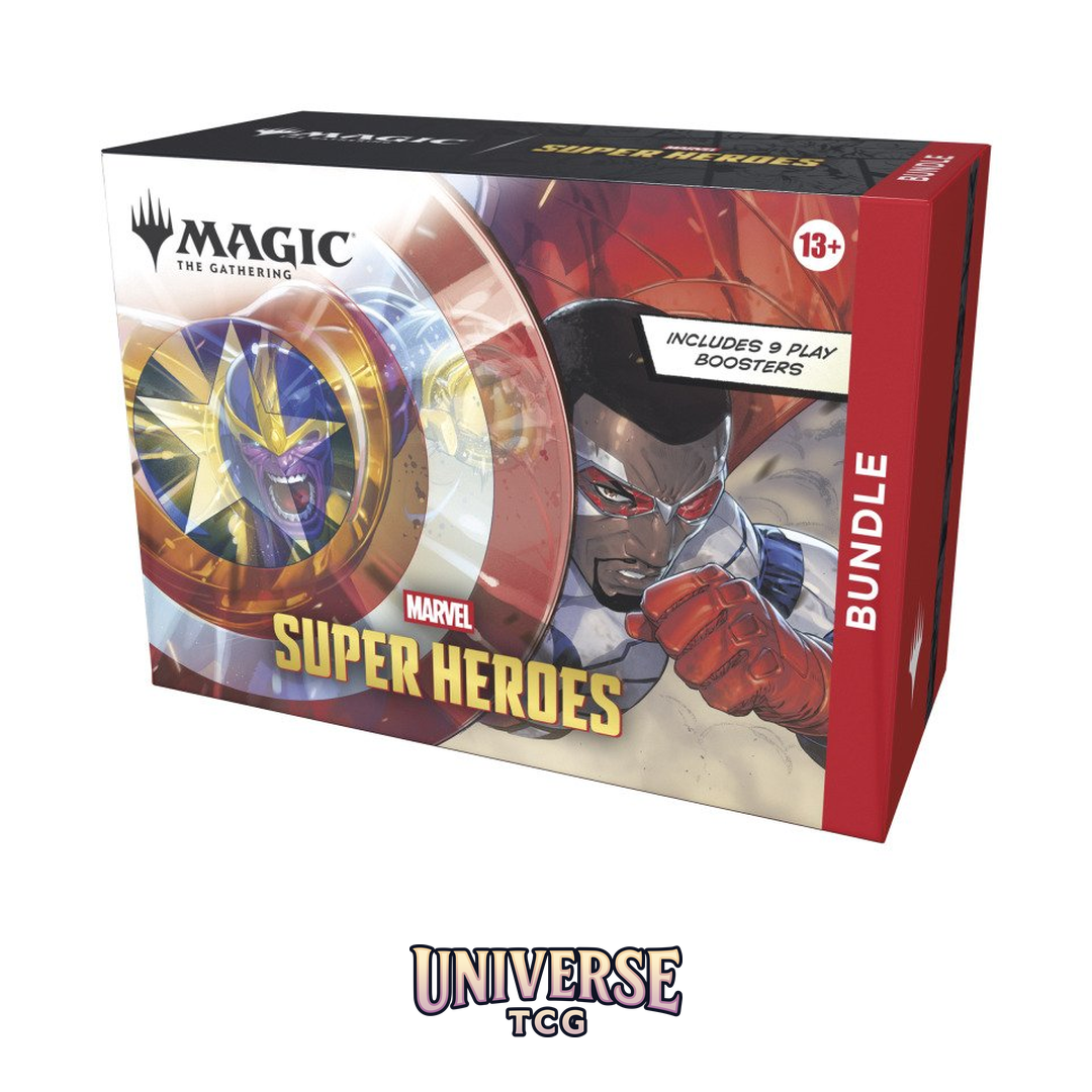 MTG Marvel Super Heroes Bundle - English Edition with 8 boosters, lands, life counter and storage box - Box Front