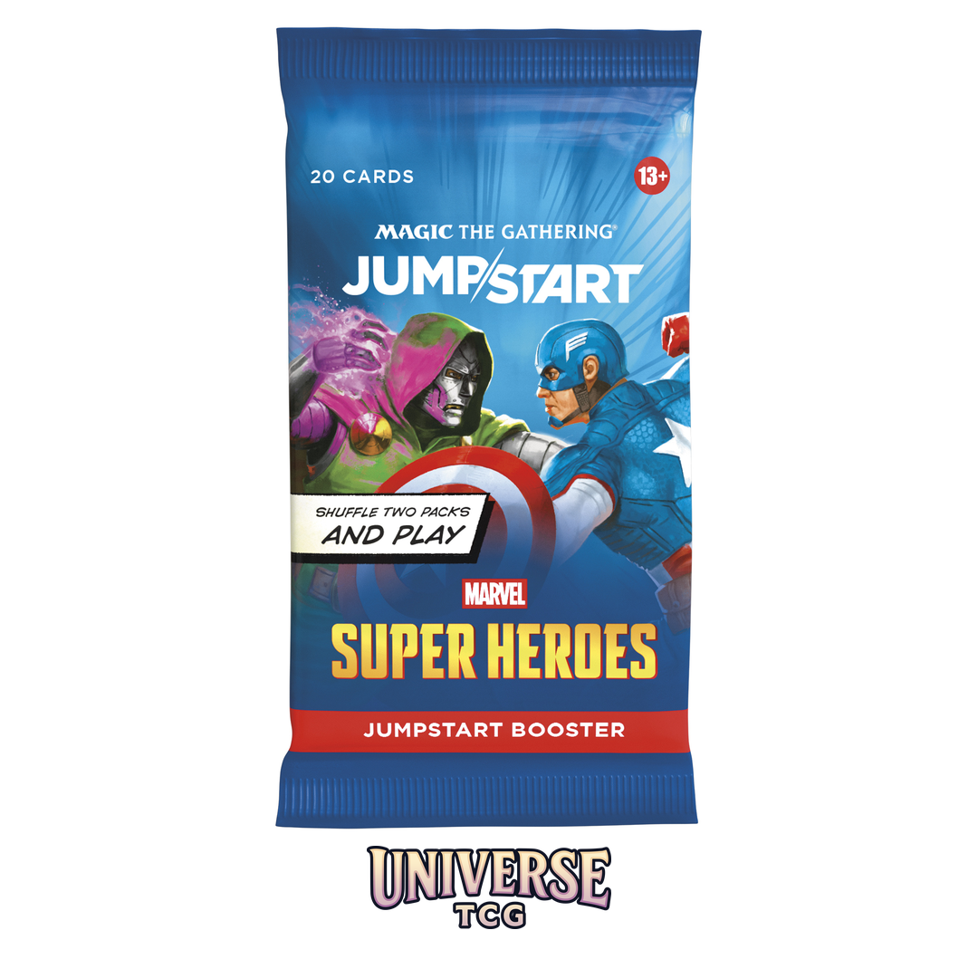 Magic The Gathering Marvel Super Heroes Jumpstart Booster Display English Edition with 24 ready-to-play themed packs featuring Marvel heroes - Detail View