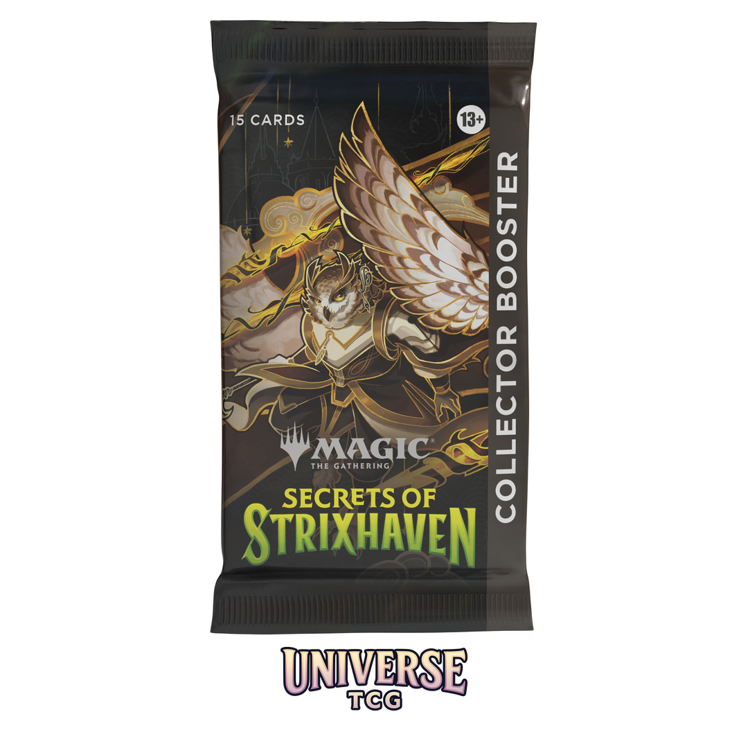 Magic The Gathering Secrets of Strixhaven Collector Booster Display with 12 premium boosters on white background - Detail View
