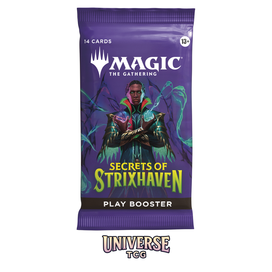 Magic The Gathering Secrets of Strixhaven Play Booster Display with 30 boosters on white background - Detail View