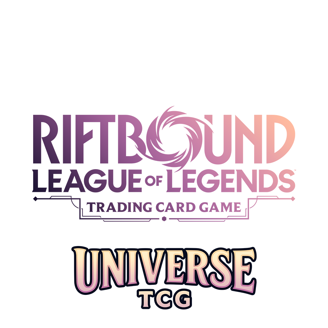 Riftbound League of Legends Trading Card Game logo with gradient text on a white background