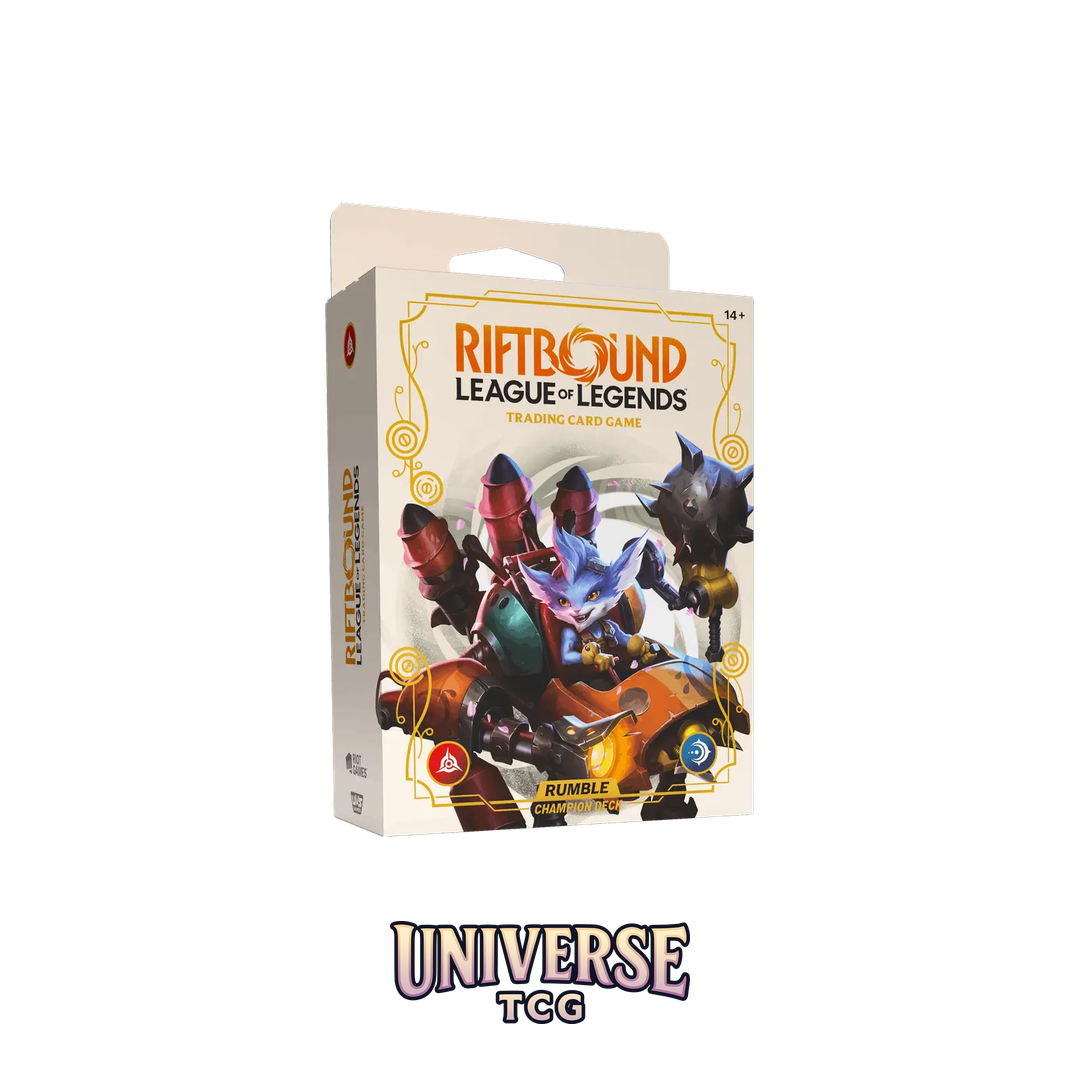 Riftbound League of Legends trading card game box on a white background Champion Deck Rumble Spiritforged