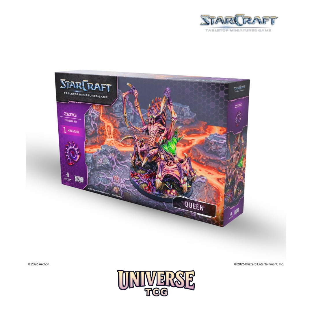 Starcraft TMG Zerg Expansion Set Queen - Support unit miniatures with bases and cards - Box Front - Universe TCG Spain